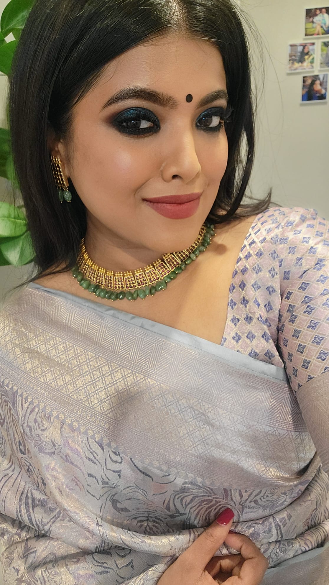 Neha Dhupia In Emerald Poothali Choker