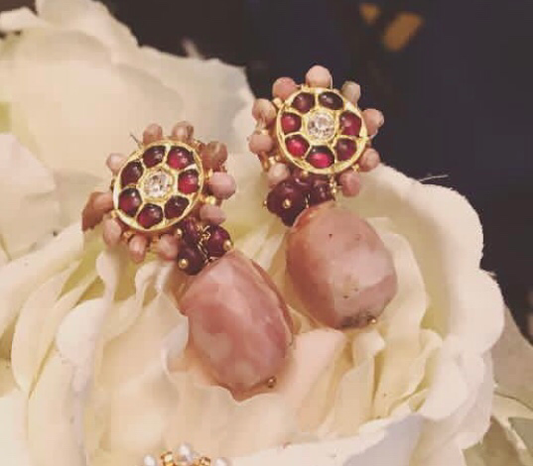 Pink opal drop studs - Aaharya