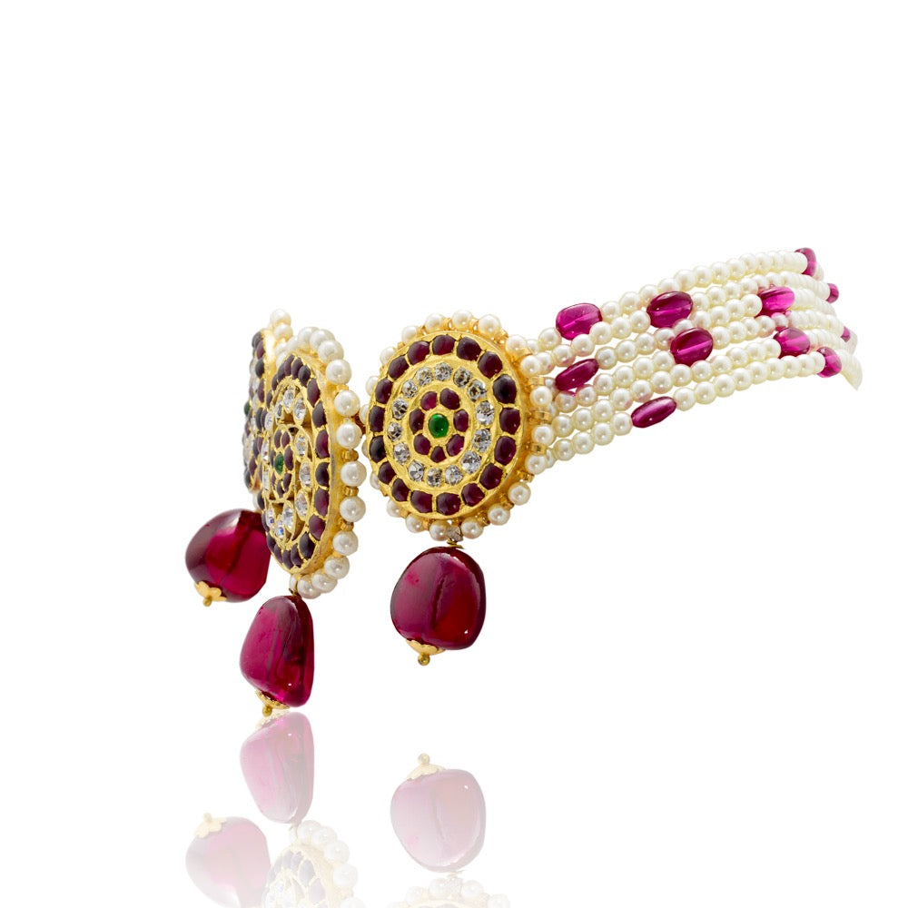 Ruby Pearl Choker - Aaharya
