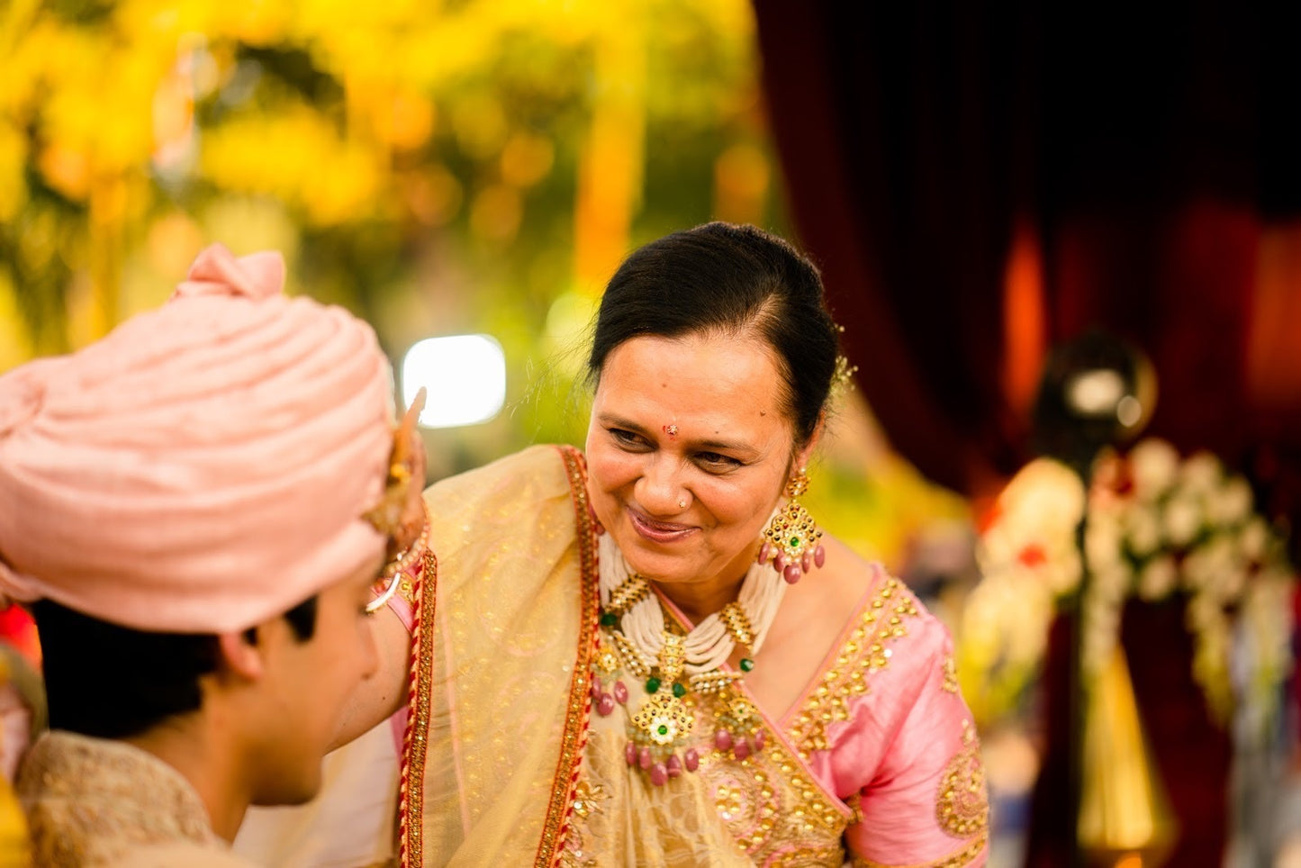 Mother of Bride wearing Abharika set by Aaharya for the Pheras - Indian wedding Ceremony 