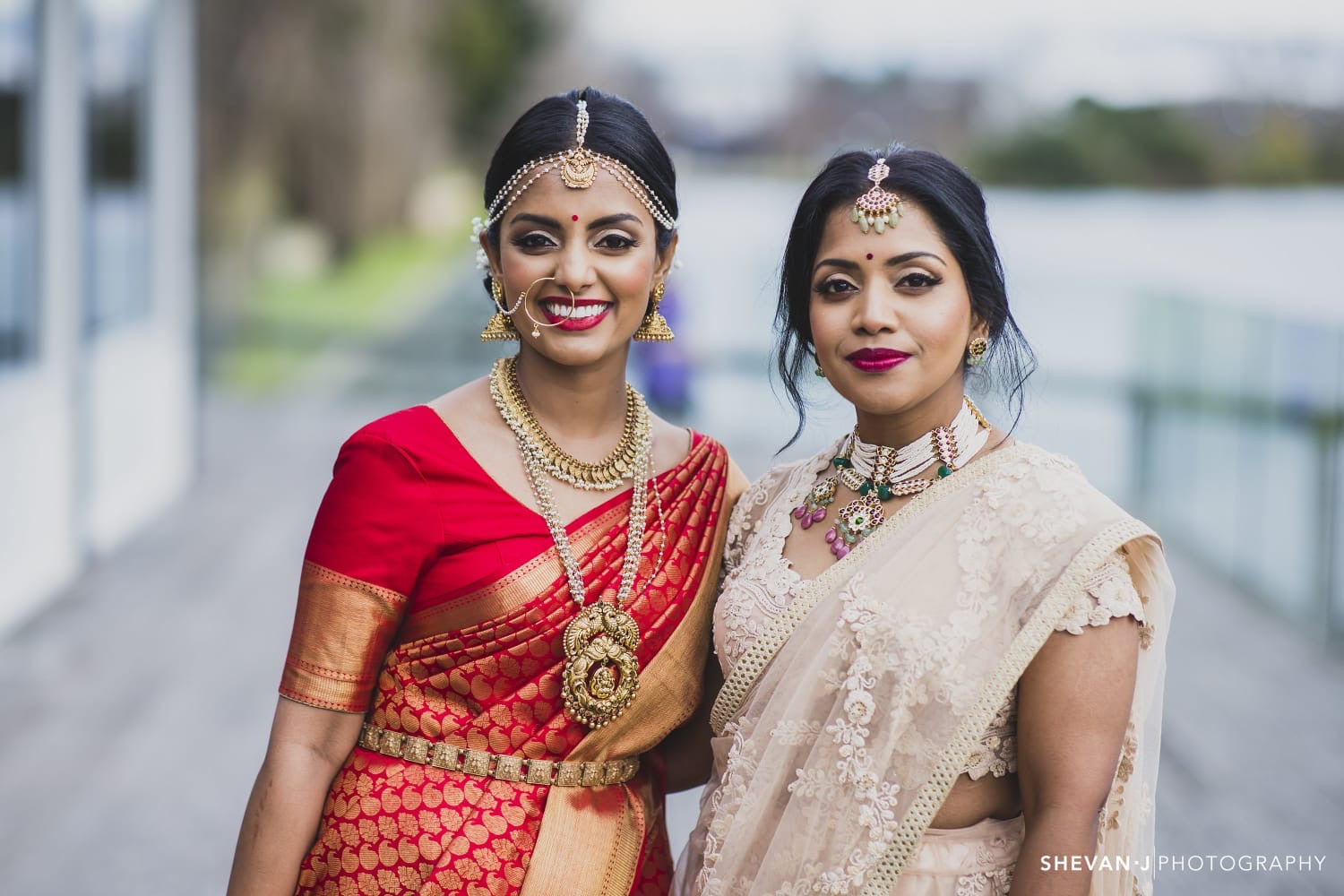 Bridesmaid wearing Abharika set for friends Indian Wedding ceremony