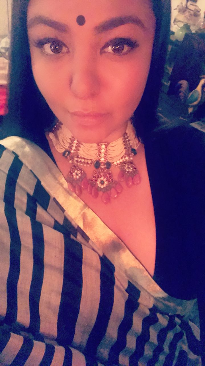 Assistant Vogue editor Priyanka Parkash featuring Abharika temple necklace for personal event